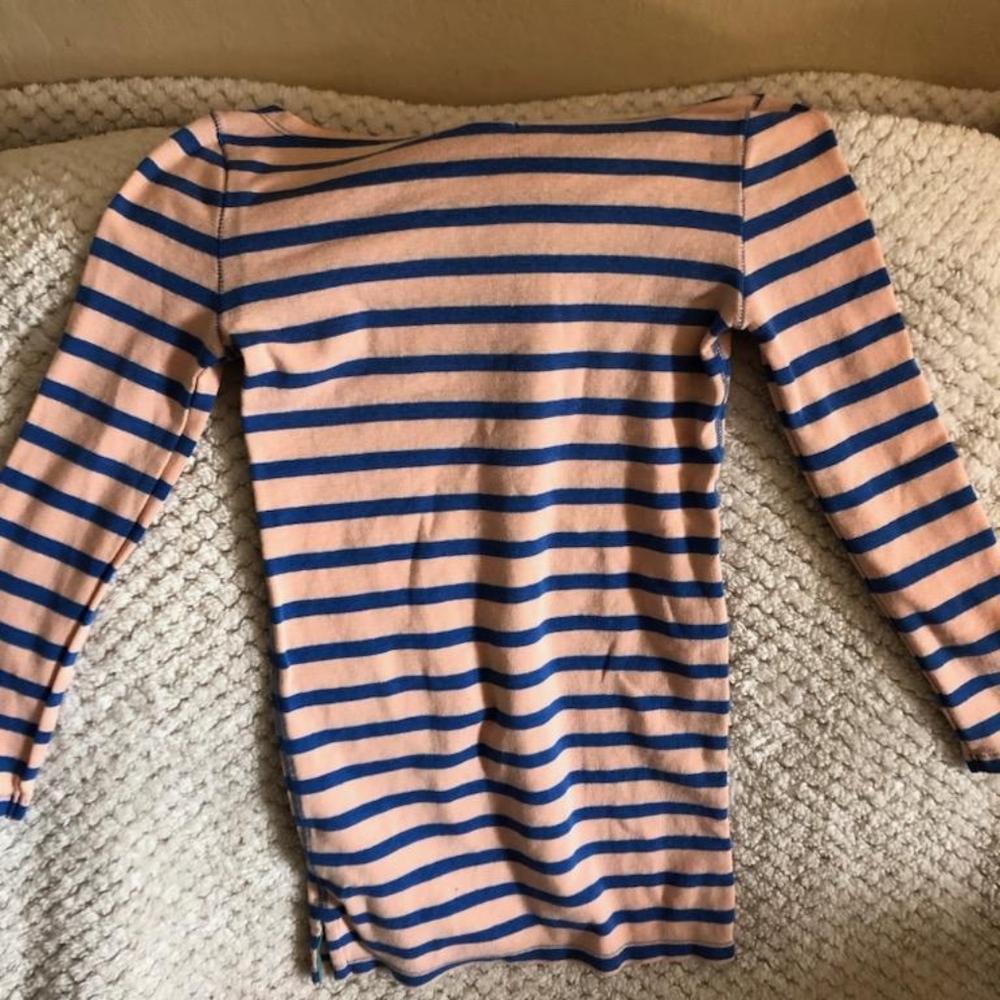 Stripped peach and blue wide neck with half sleeves